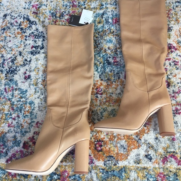 Zara Shoes - 🌿Zara | Genuine Leather Tan Block Heel Boots